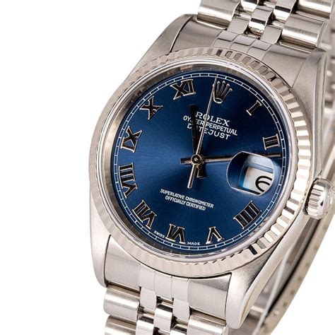 rolex datejust 16234 blue roman dial|Rolex Datejust 41 roman numerals.